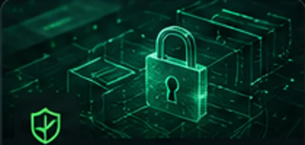 Cybersecurity lock illustration